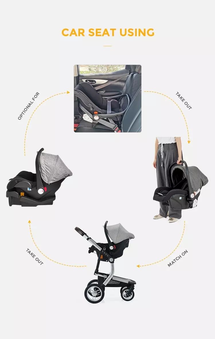 Poussette de luxe de haute qualité Poussette de bébé 3 en 1