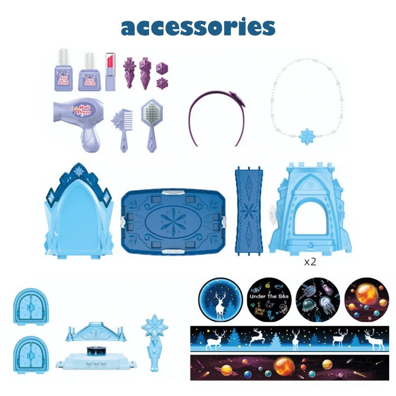 Coiffeuse bleue pour princesse + accessoires